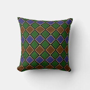 Harlequin Diamond Grid: Textured Harmony Throw Pillow