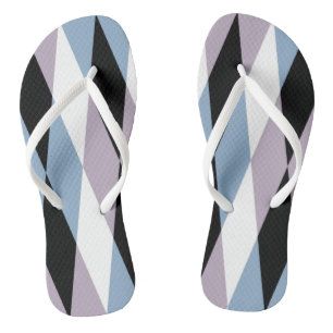 Harlequin Diamond Pattern - Blue and Dusty Lilac Flip Flops