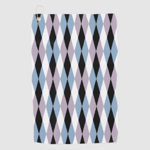 Harlequin Diamond Pattern - Blue and Dusty Lilac Golf Towel