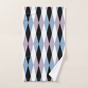 Harlequin Diamond Pattern - Blue and Dusty Lilac Hand Towel