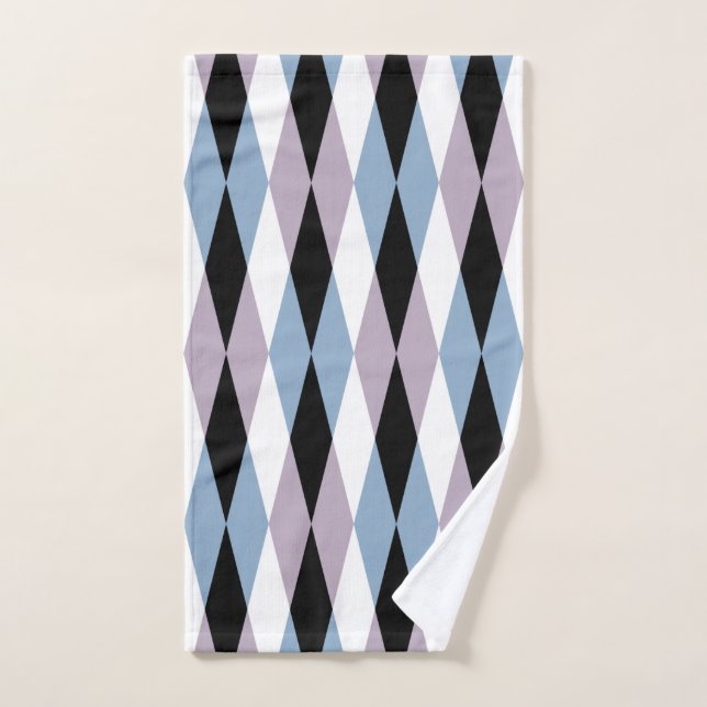 Harlequin Diamond Pattern - Blue and Dusty Lilac Hand Towel (Hand Towel)