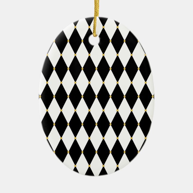 Harlequin Diamond Pattern Ceramic Ornament (Front)
