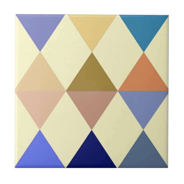 Harlequin / diamond pattern - Cream and Blue Tile (Front)