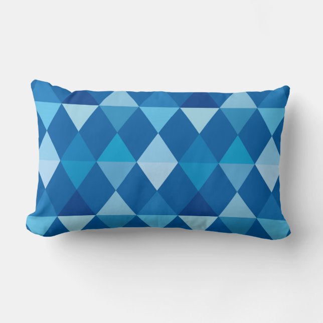 Harlequin / diamond pattern - Denim Blues Lumbar Pillow (Front)
