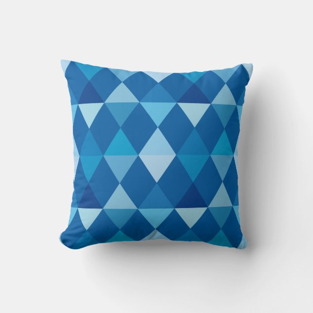 Harlequin / diamond pattern - Denim Blues Throw Pillow (Front)