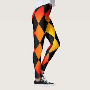 Harlequin ~Diamond Pattern ~ Fire Design ~Leggings Leggings
