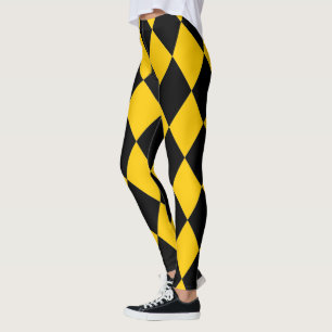 Harlequin ~ Diamond Pattern ~ Gold & Black ~ Leggings
