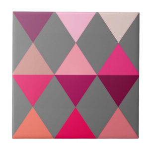 Harlequin / diamond pattern - Grey and Wine Tile