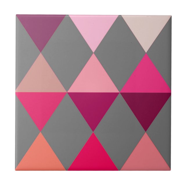 Harlequin / diamond pattern - Grey and Wine Tile (Front)