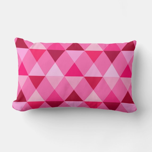 Harlequin / diamond pattern - Rose Pink & Wine Lumbar Pillow (Front)