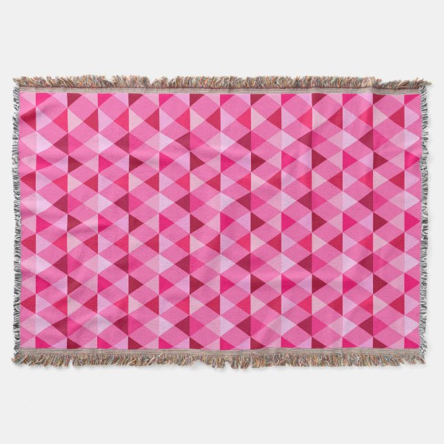 Harlequin / diamond pattern - Rose Pink & Wine Throw Blanket (Front)