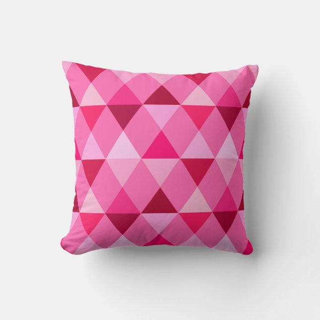 Harlequin / diamond pattern - Rose Pink & Wine Throw Pillow (Front)
