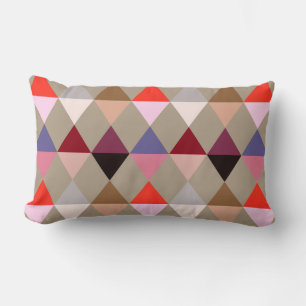 Harlequin / diamond pattern - Taupe multi Lumbar Pillow