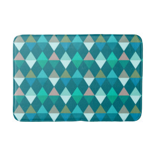 Harlequin / diamond pattern - Teal and Aqua Bath Mat