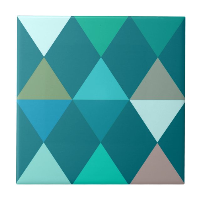 Harlequin / diamond pattern - Teal and Aqua Tile (Front)