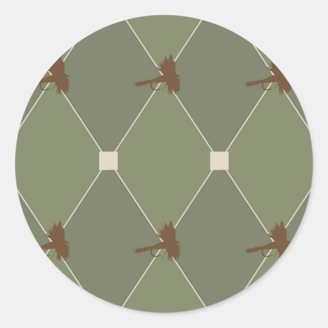 Harlequin Fly Fishing Lures Pattern Classic Round Sticker (Front)