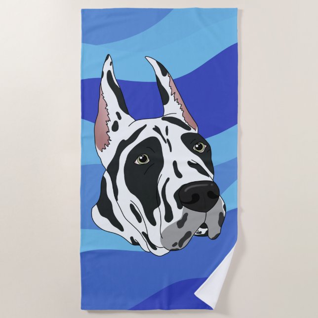 Harlequin Great Dane Beach Towel (Front)