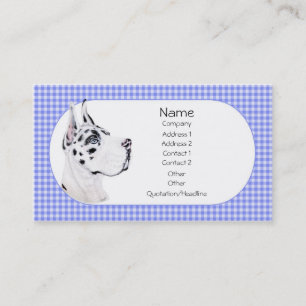 Harlequin Great Dane Blue Check Business Card