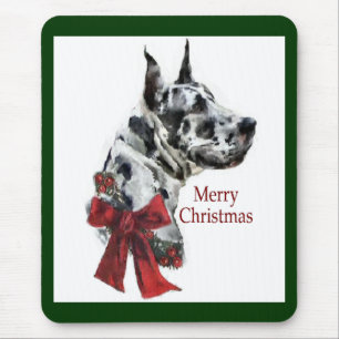 Harlequin Great Dane Christmas Gifts Mouse Pad