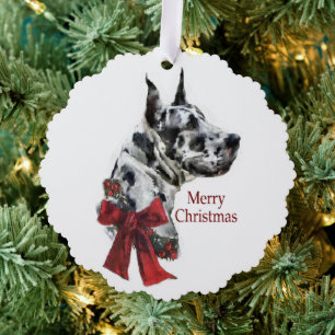 Harlequin Great Dane Christmas Gifts Ornament Card