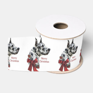 Harlequin Great Dane Christmas Grosgrain Ribbon
