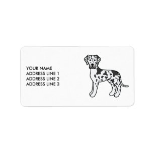 Harlequin Great Dane Cute Cartoon Dog & Text Label