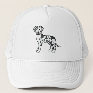 Harlequin Great Dane Dog Cartoon Illustration Trucker Hat