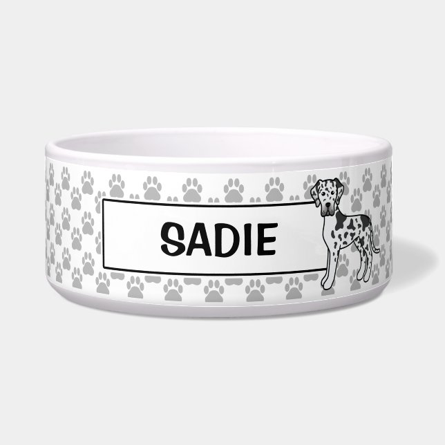 Harlequin Great Dane Dog Drawing With Pet's Name (Front)