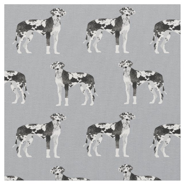 Harlequin Great Dane dog grey Fabric (Close Up)