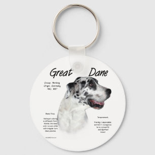 Harlequin Great Dane History Design Keychain