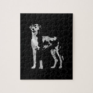 Harlequin Great Dane  -pearl and silver Jigsaw Puzzle