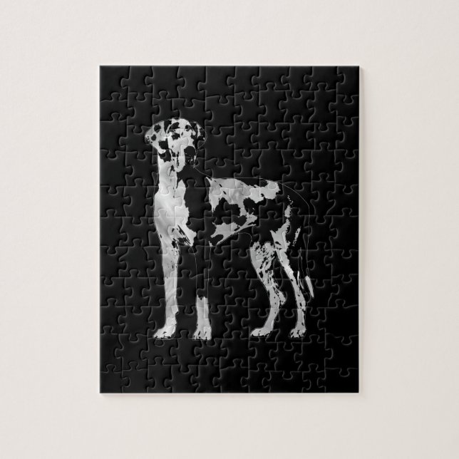 Harlequin Great Dane  -pearl and silver Jigsaw Puzzle (Vertical)