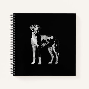 Harlequin Great Dane  -pearl and silver Notebook