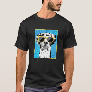 Harlequin Great Dane Portrait Pop Art Dog With Sun T-Shirt