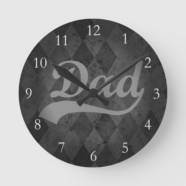 Harlequin Grey Shades Dad Round Clock (Front)
