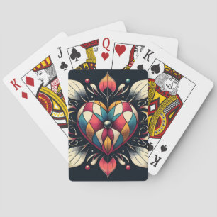 Harlequin Heart Playing Cards