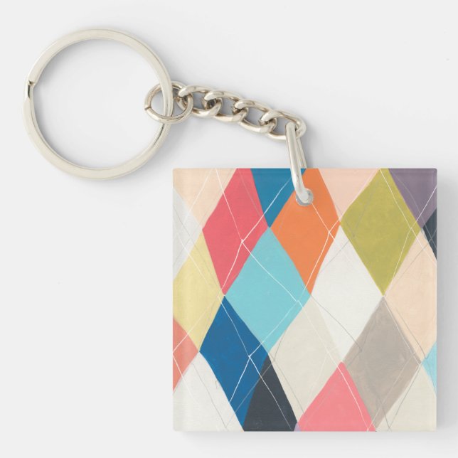 Harlequin Hopscotch - Argyle Pattern Keychain (Front)