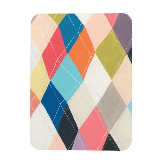 Harlequin Hopscotch - Argyle Pattern Magnet (Vertical)