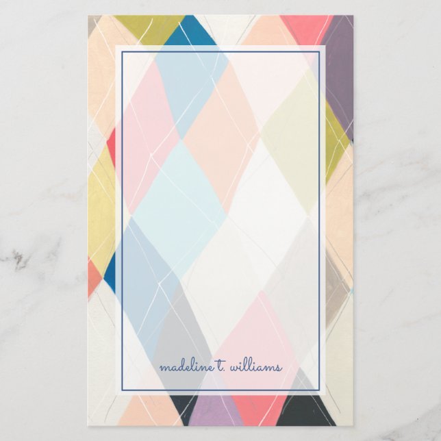 Harlequin Hopscotch - Argyle Pattern Stationery (Front)