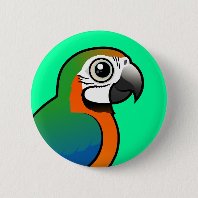 Harlequin Macaw 2 Inch Round Button (Front)