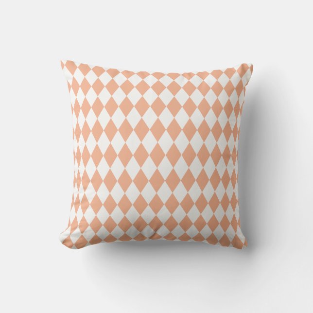 Harlequin Melon and White Throw Pillow (Front)