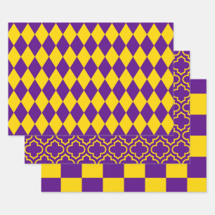 Harlequin Moroccan Chequered DIY Colours Purple Go Wrapping Paper Sheet