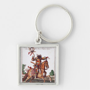 Harlequin on Horseback Keychain