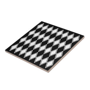 Harlequin Pattern Black and White Tile
