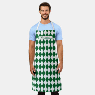 Harlequin Pattern DIY Colours Green White SV Apron