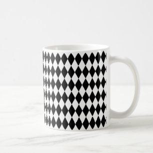 Harlequin pattern, elegant black and white design coffee mug