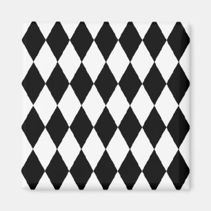 Harlequin pattern, elegant black and white design magnet