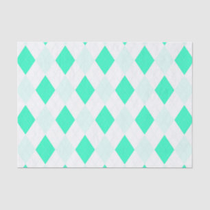 Harlequin Patterns Mint Green White Cool Trendy Tissue Paper
