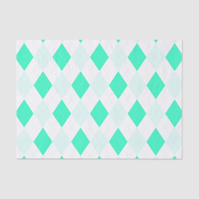Harlequin Patterns Mint Green White Cool Trendy Tissue Paper (Front)
