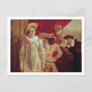 Harlequin, Pierrot and Scapin, Actors from the Com Postcard